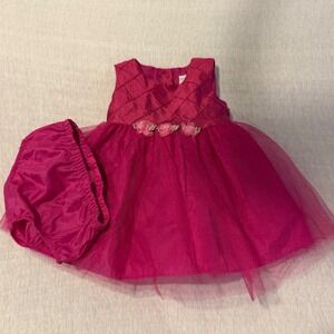 George Baby Girls Fuchsia Pink Tulle Party Dress with Diaper Cover 6-9M